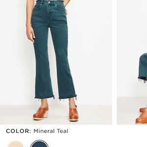 LOFT TALL HIGH RUSE CROP JEANS TEAL Sz14